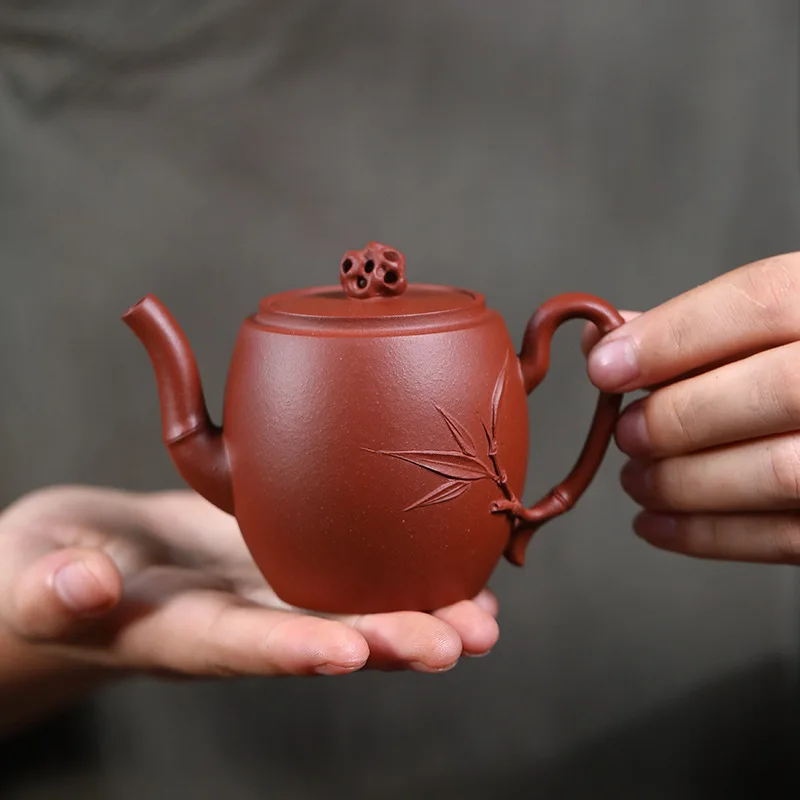 Yixing Purple Clay Pot Authentic Seiko Semi Handmade Teapot Red Clear Cement Bamboo Festival the Taihu Lake Shigong Lantern High