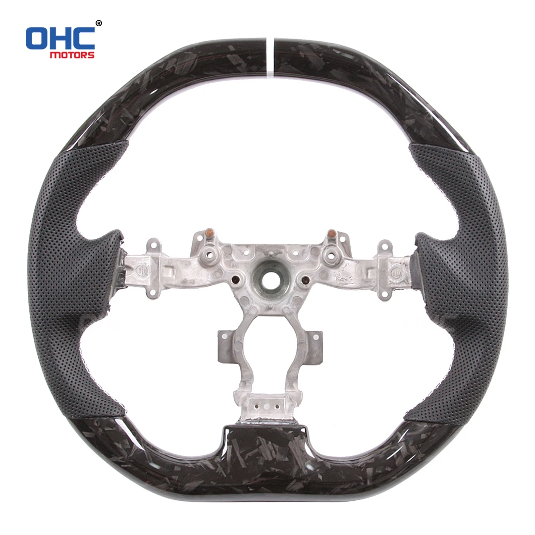 عجلة قيادة مخصصة من ألياف الكربون النقي 100% من OHC لـ 2009-2017 نيسان GTR R35 جلد مثقوب بدون وسادة هوائية #5