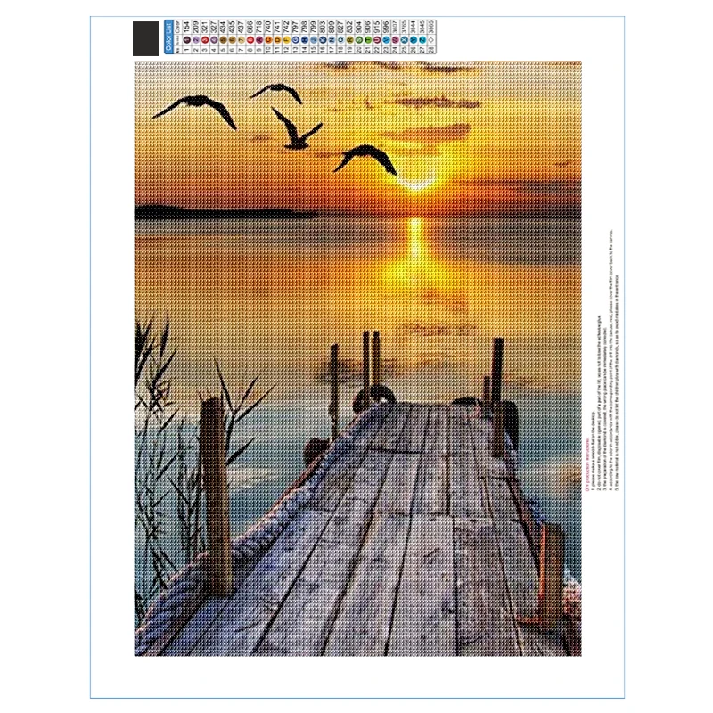 5D DIY Diamond Painting Landscape Coast Beach Sunset Rhinestone Picture Full Round Diamond Embroidery Mosaic Decoration Gift