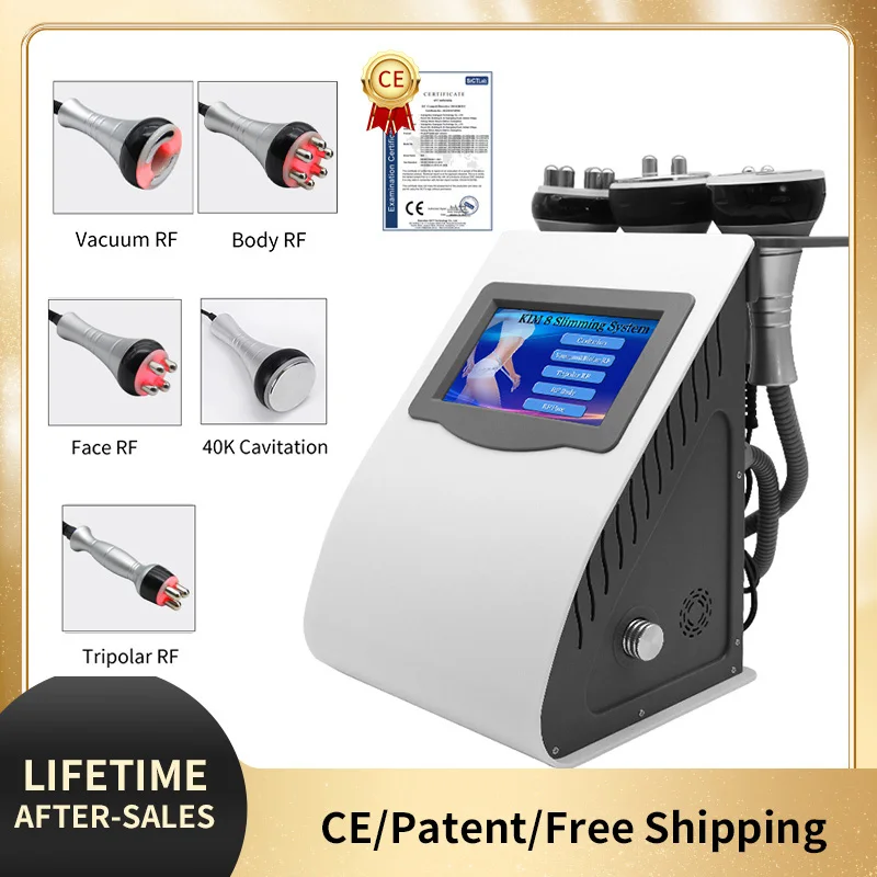 The Latest 5 In 1 Vacuum Ultrasonic Liposuction 40K Cavitation Shaping Machine Multi-pole RF Beauty Instrument For Face And Body