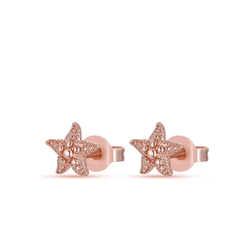 Regalo Elegante para Mujer: Pendientes de Tuerca de Estrella de Mar de Plata de Ley 925 con Circonita Brillante،