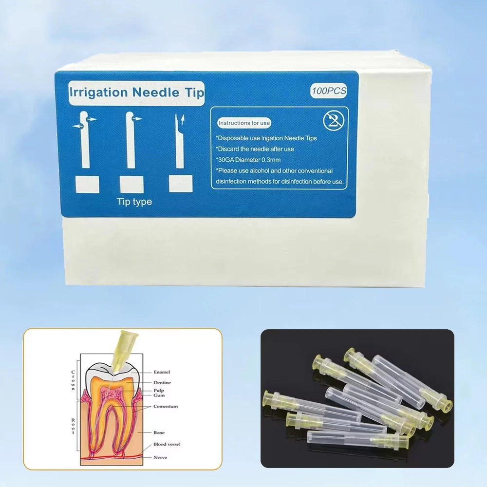 

100pcs/box Dental Endo Irrigation Needle Tip 30GA End-Closed Side Hole Endo Syringe Root Canal Washing Tip Dental Materials