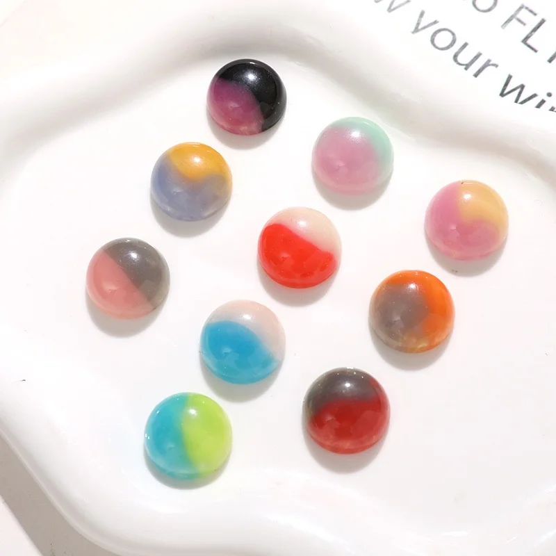 New arrived 100pcs/lot 18mm color print geometry rounds shape resin cabochon diy jewelry garment hair accessory
