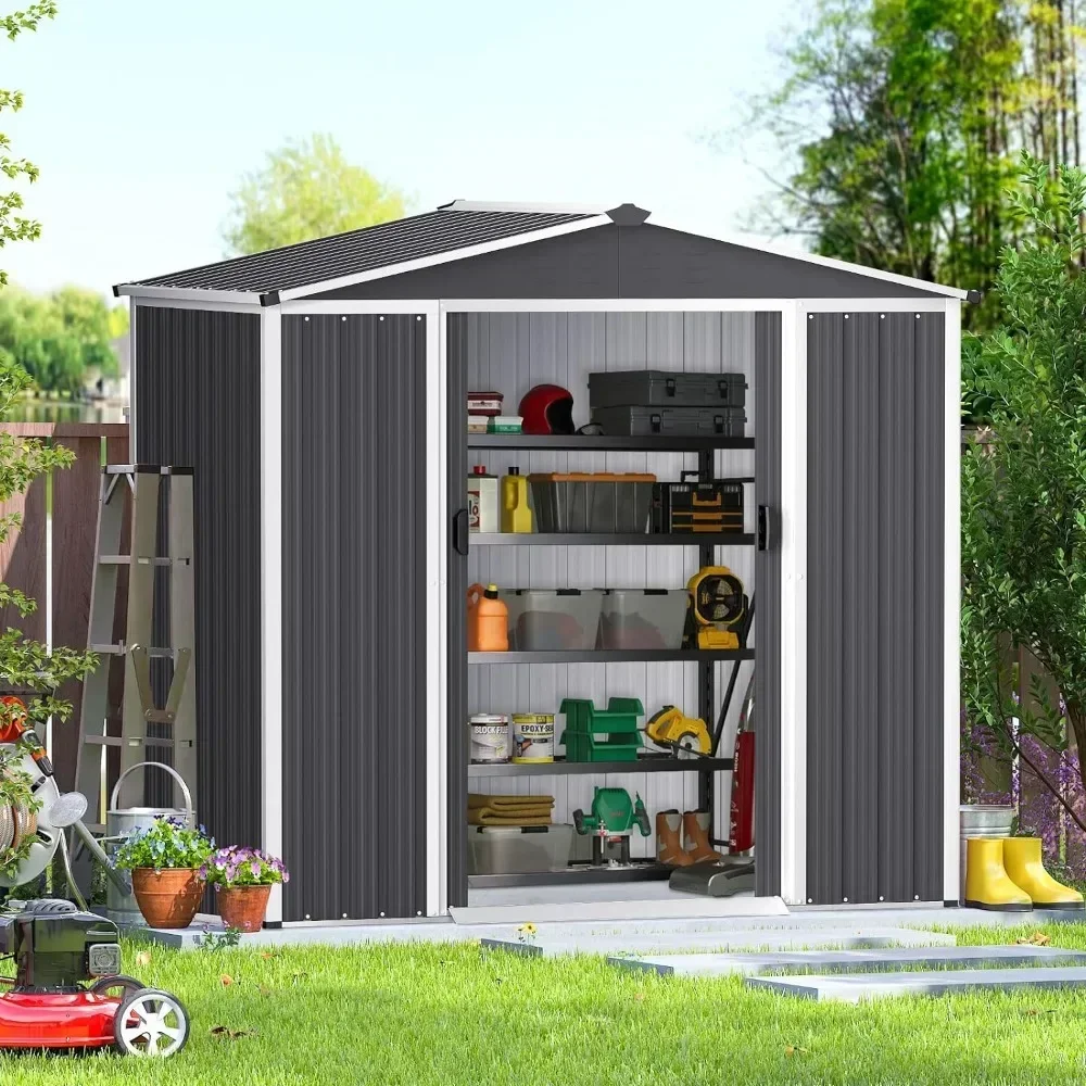 Outdoor Storage Shed, Metal Outdoors Storages Sheds, 6 X 4 FT Garden Sheds, Outdoor Storage Shed