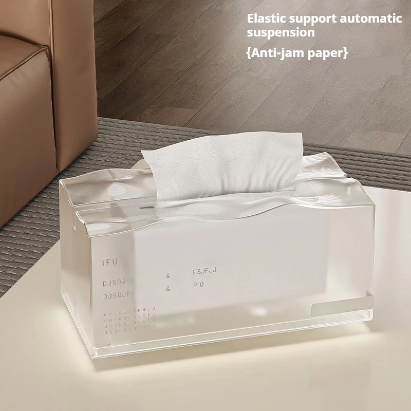 

Tabletop Tissue Box Living Room High-end Light Luxury Elastic Support Living Room Paper Box Bedroom Bedside Artistic Spring