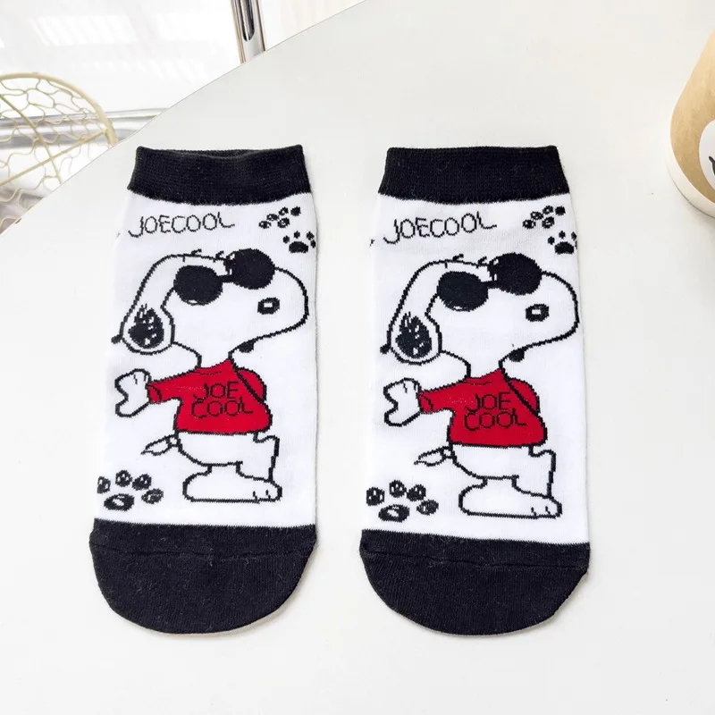 1/5Pairs Snoopy Socks Cotton Pure Cotton Summer Thin Style Cartoon Bear Socks For Women Sweat Absorbing Odor Preventing Low Top