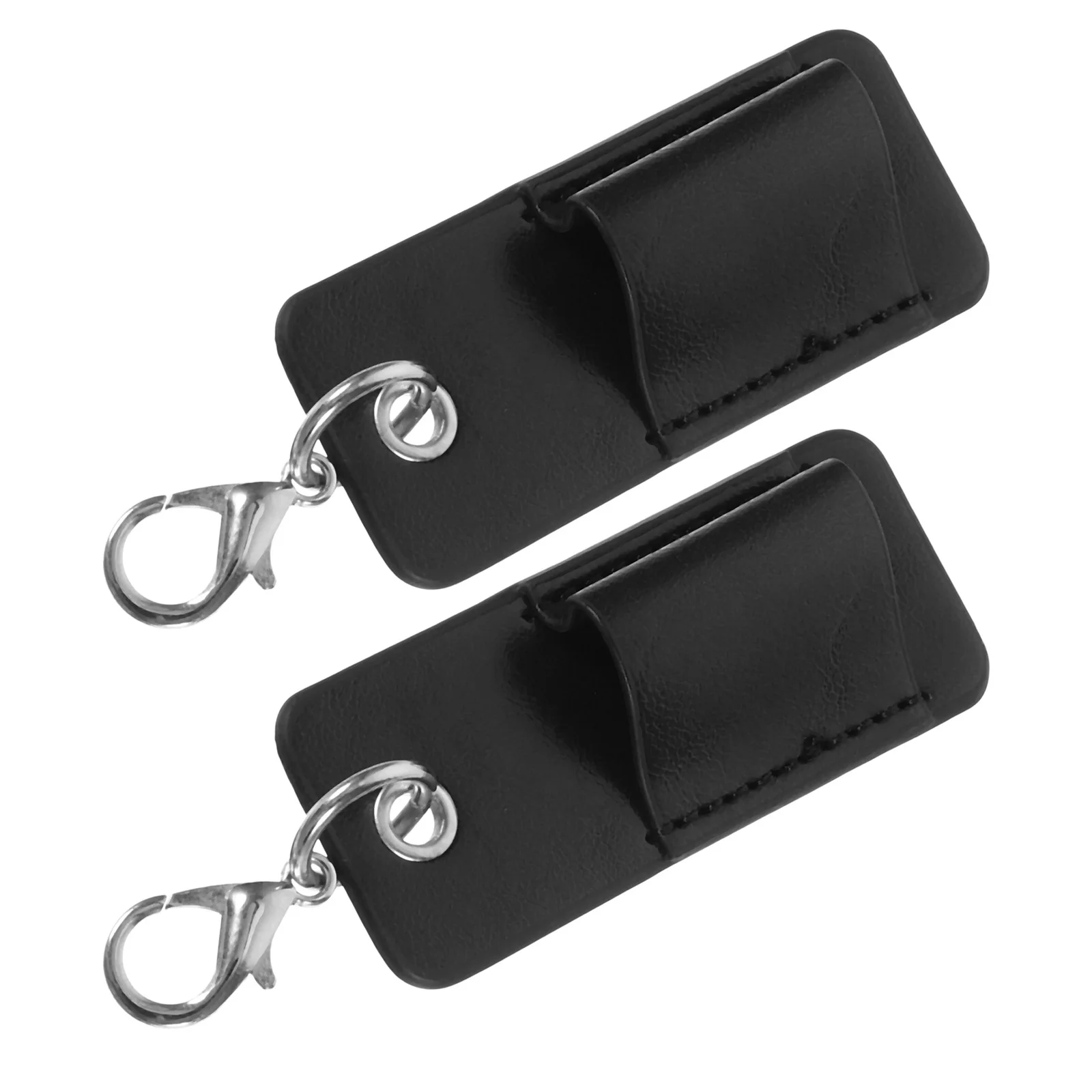 

2Pcs Keychain Pen Holder Portable Lanyard Pen Case PU Badge Clip Anti-Lost Pocket-Sized Pencil Protector for Office School