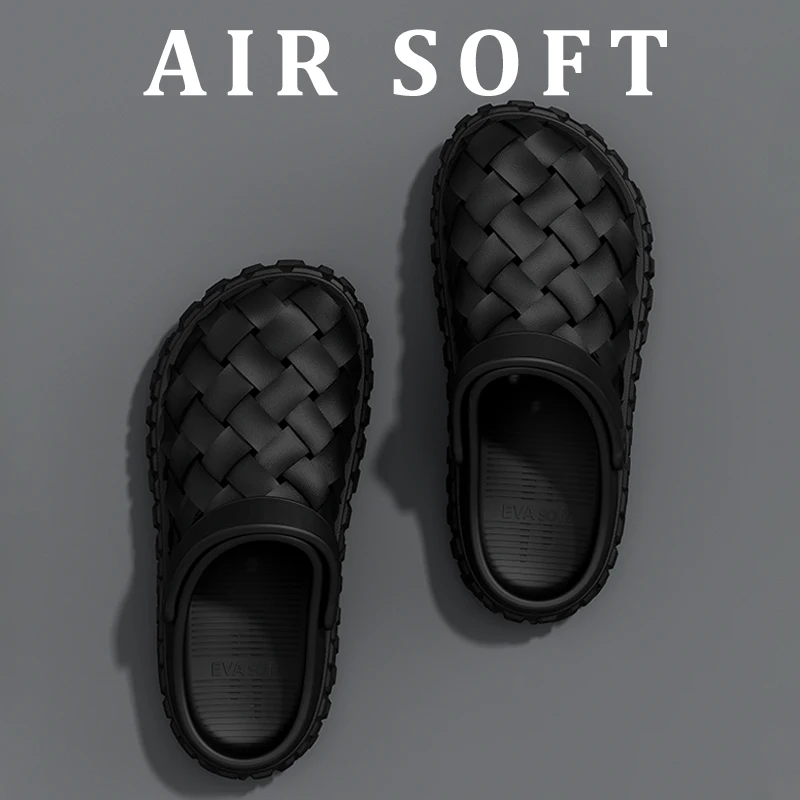 

Мужская летняя уличная носимая обувь для рыбалки, противоскользящие повседневные тканые тапочки без пальцев для плавания и пляжного отдыха