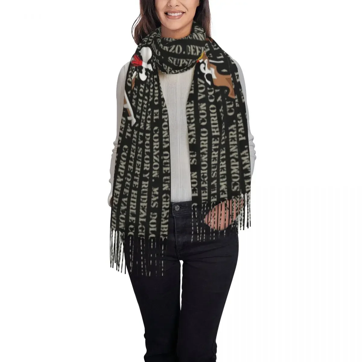 Spanish Legion Tassel Scarf Women Soft Legi N Espa Ola El Novio De La Muerte Shawl Wrap Female Winter Fall Scarves