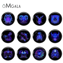 12 Horoscope Zodiac Sign 12pcs 12mm/16mm/18mm/20mm/25mm/30mm Round Photo Glass Cabochon Demo Flat Back Making