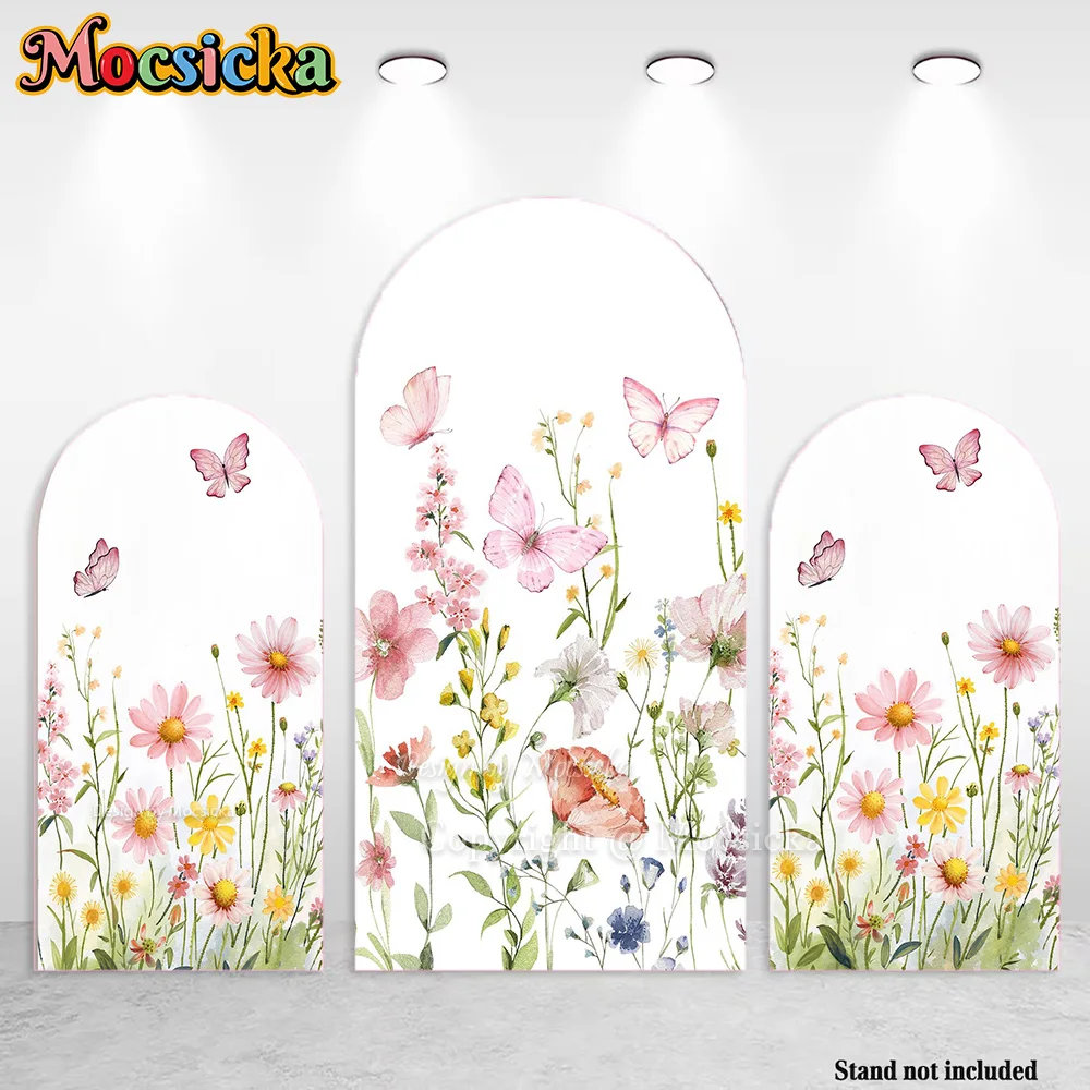 

Mocsicka Flower Fairy Girl 1st Birthday Party Background Pink Butterfly Garden Backdrop Kids Baby Show Photo Photography Studio