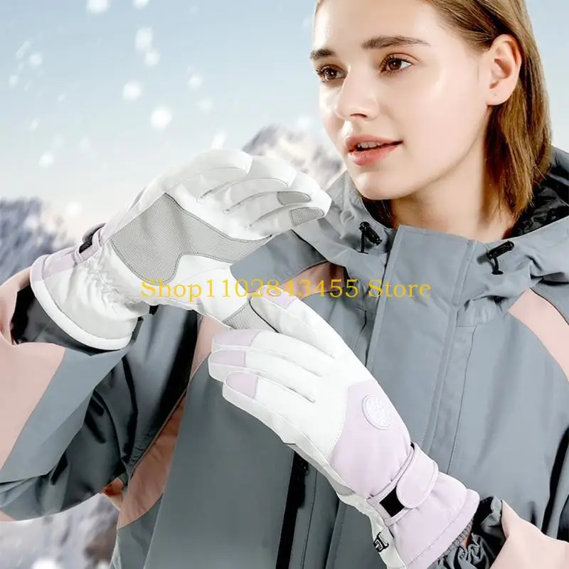 49MC Touchscreen Winter Snowboard Mittens Full Finger Ski Gloves with Fleece Lining
