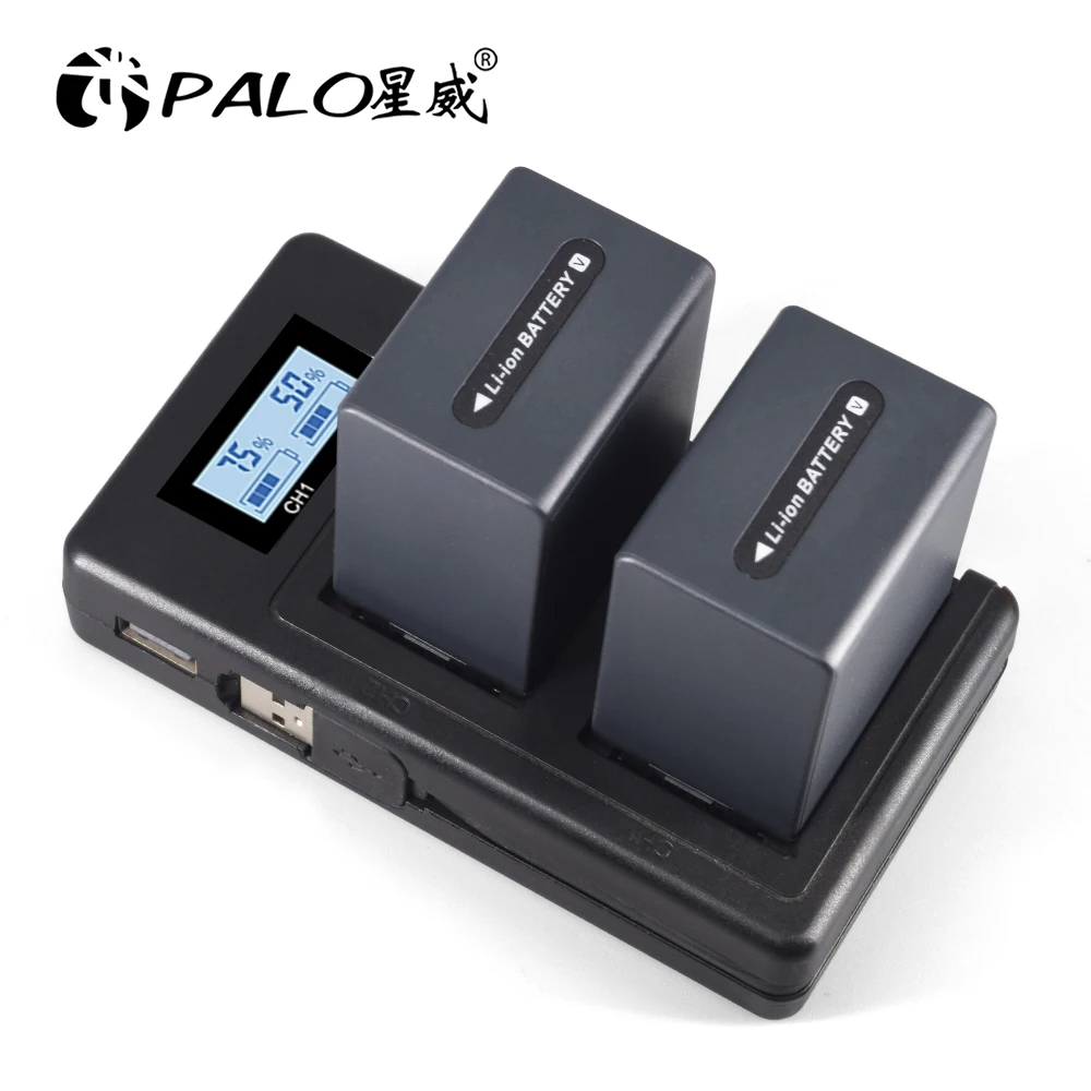 PALO NP-FV100 Battery with USB LCD Charger for Sony NP-FV30 NP-FV50 NP-FV70 SX83E SX63E FDR-AX100E AX100E