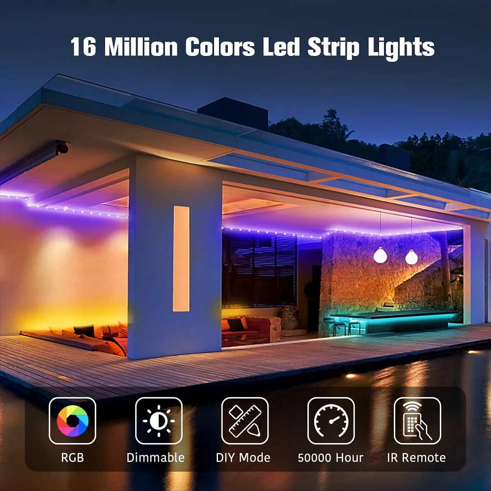 10m-50m LED Strip Lights Bluetooth RGB Tape Diode 24V SMD 5050 LED Ribbon Light for Led Mural Chambre Lighting TV Backlight APP