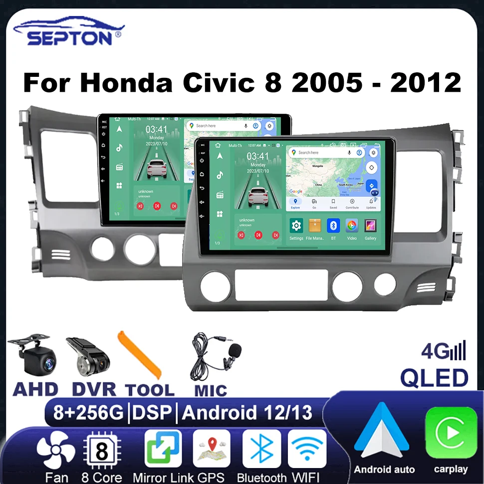 

SEPTON Android Car Radio for Honda Civic 8 2005-2012 Multimedia Video Player Navigation GPS DSP 2Din Autoradio 4G Net CarPlay