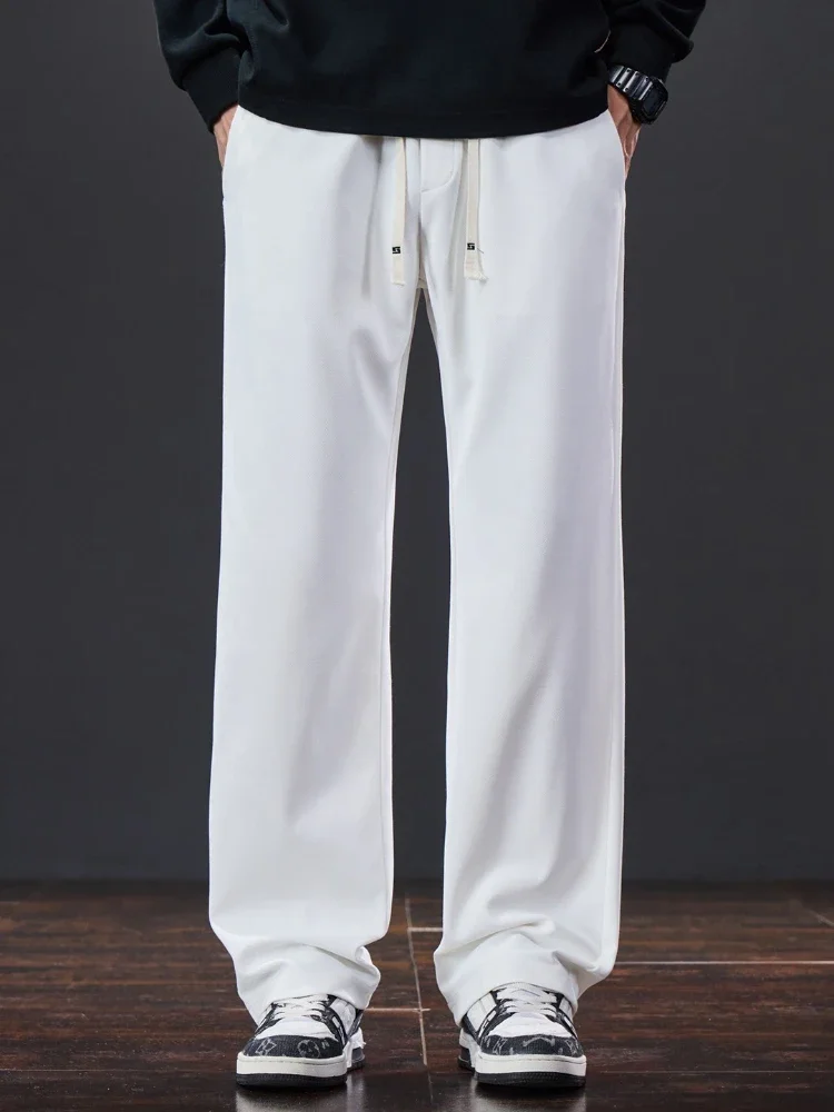 

Мужские повседневные брюки, модные свободные прямые спортивные штаны с эластичной резинкой на талии, однотонные классические широкие брюки, мужские