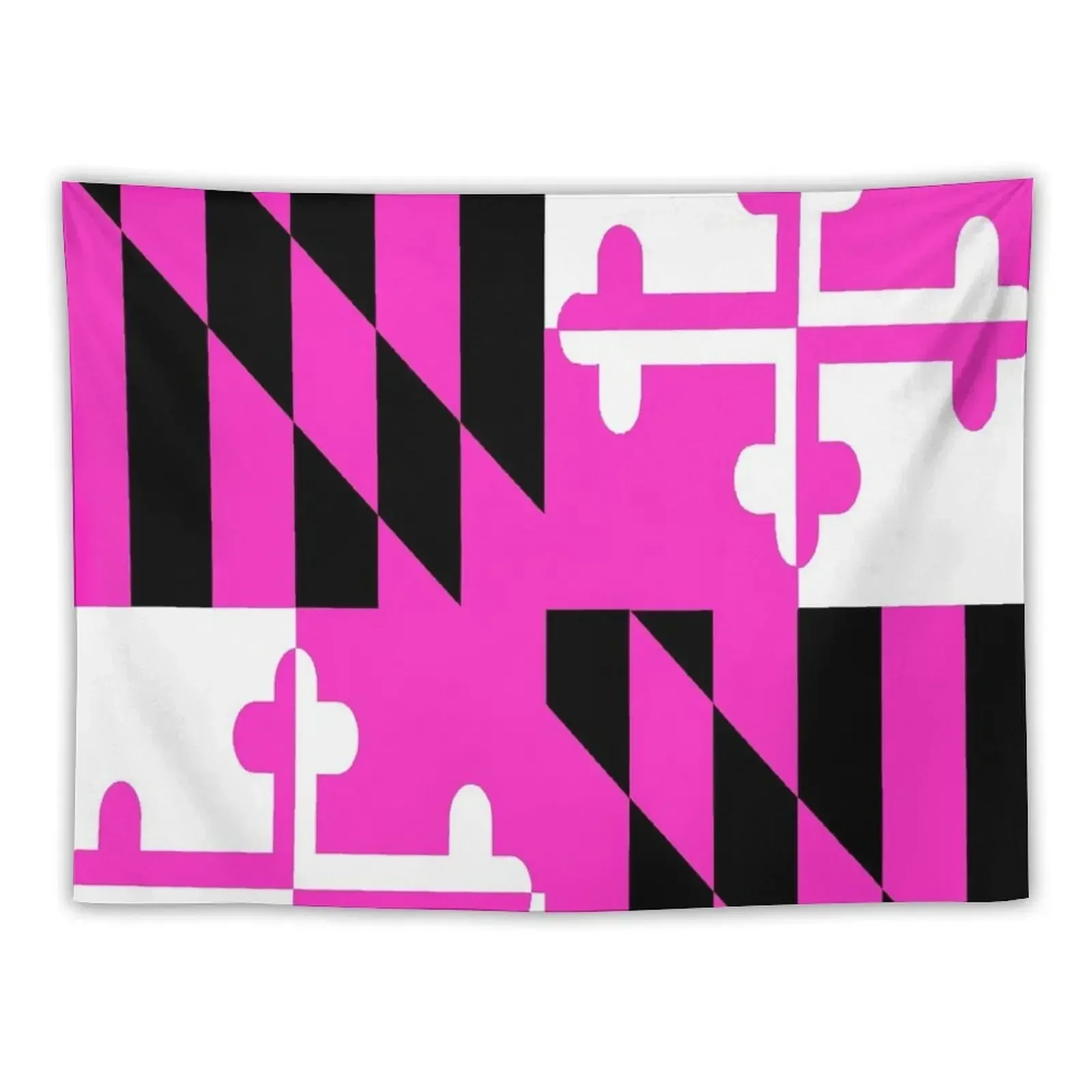 Maryland State Flag Pink Breast Cancer Awareness Save the Tatas Baltimore Hon Tapestry Outdoor Decoration Tapestry