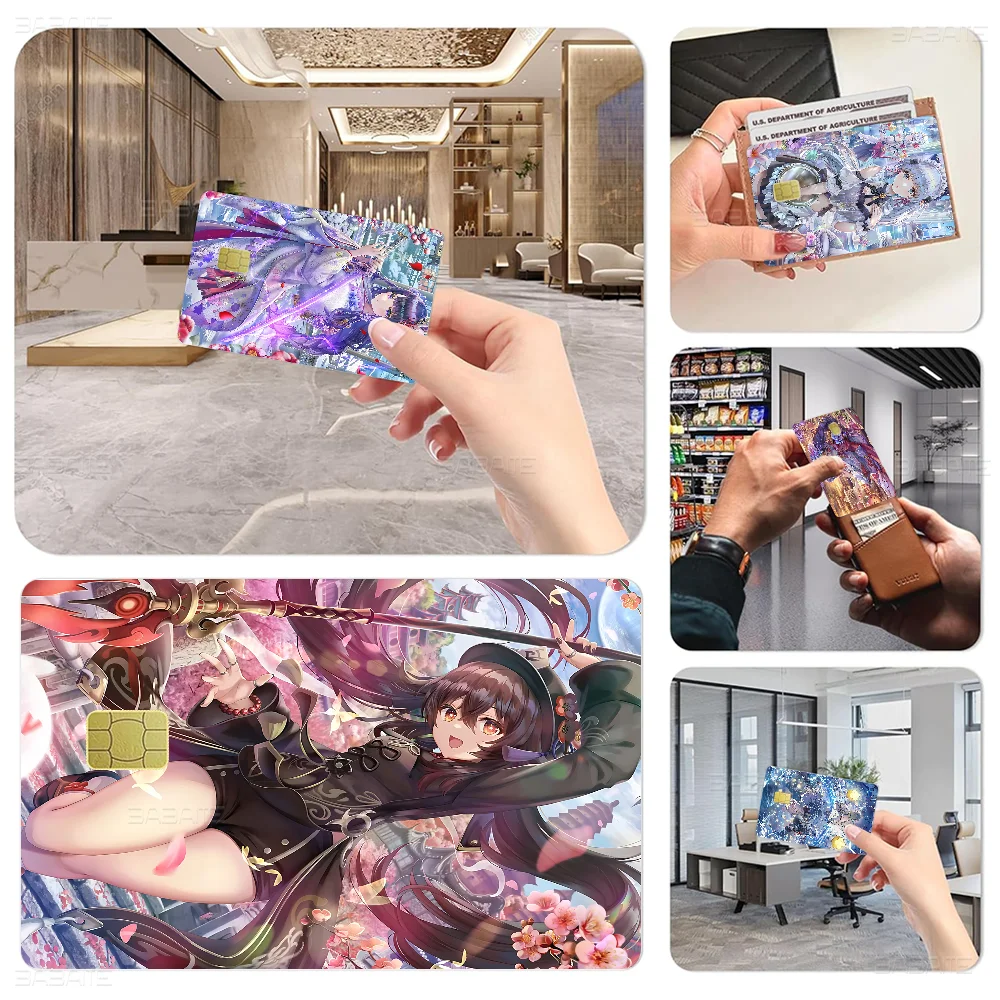 Kawaii Genshin Impact Anmie Sticker Film Skin Cover For Credit Card Debit Bank Card Front