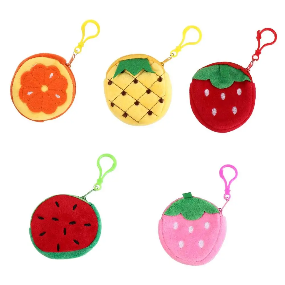 Cute 3.15in Fruit Coin Bag Watermelon Strawberry 8CM Coin Pouch Pineapple Orange Plush Wallet Pouch Put The Key/Coin