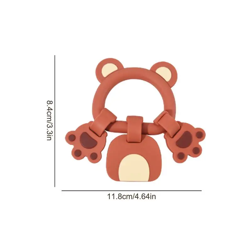 Toddler Teething Ring Bear Shape Soft Teether Bracelet for Toddler Early Development Toys Boys and Girls Cognitive Sensory Toy