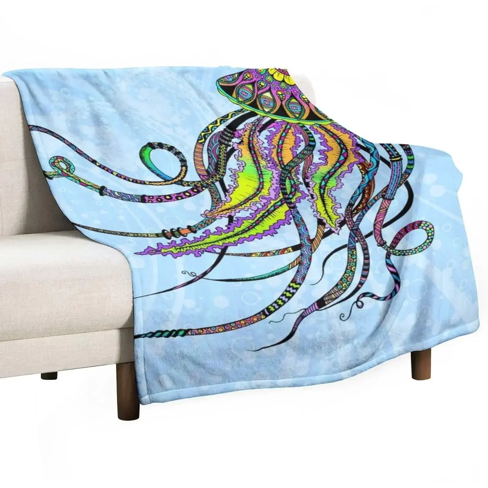 Electric Jellyfish Throw Blanket Personalized Gift Camping Tourist Blankets