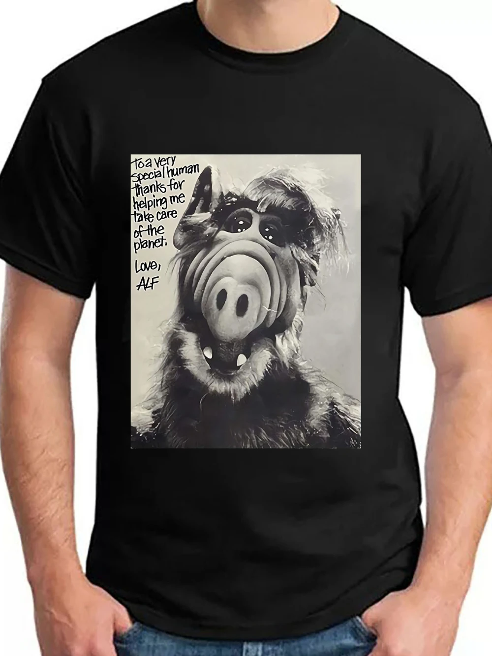 Men's Alf TV Show Vintage 1986 Graphic T-Shirt Official Character Art Iconic Quote Soft Comfort Shirt Men's T-shirts for Summer