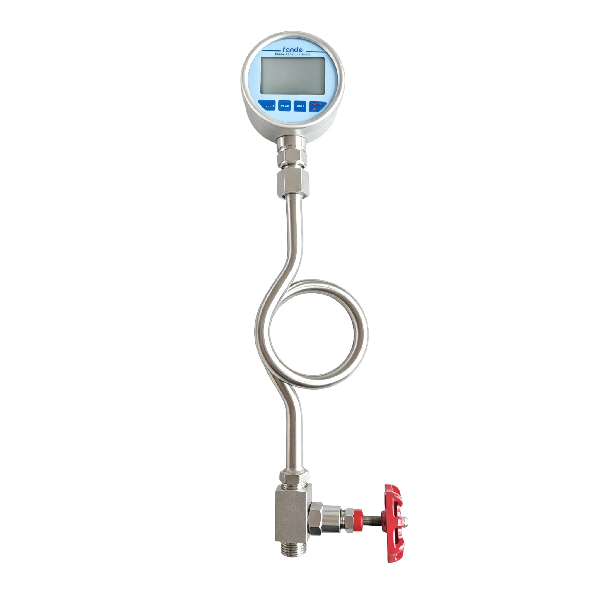 High Temperature Pressure Instrument Pressure Monitoring Kit Digital Gauge NPT1/2-G1/2 304SS Syphon Valve IP65 Steam Boiler
