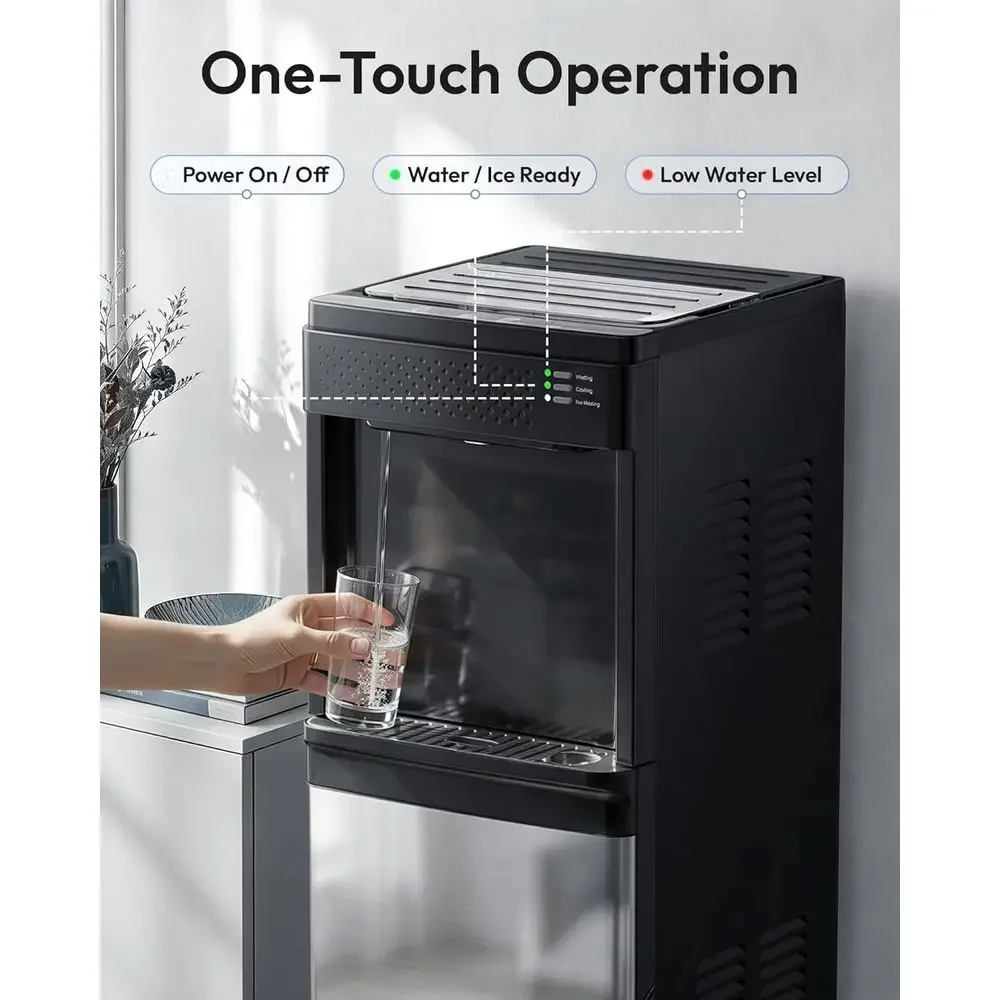 4-in-1 Bottom-Load Water Dispenser with Ice Maker, Hot/Cold, 3-5 Gallon, 33 lbs Daily Ice, Childproof Lock, Black view 5