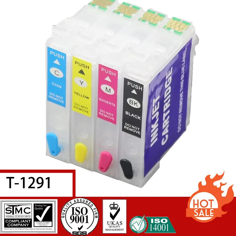 Совместимый пустой многоразовый картридж для Epson T1291-T1294 1291, с чипом автоматического сброса, костюм для EPSON Stylus SX420W/SX425W
