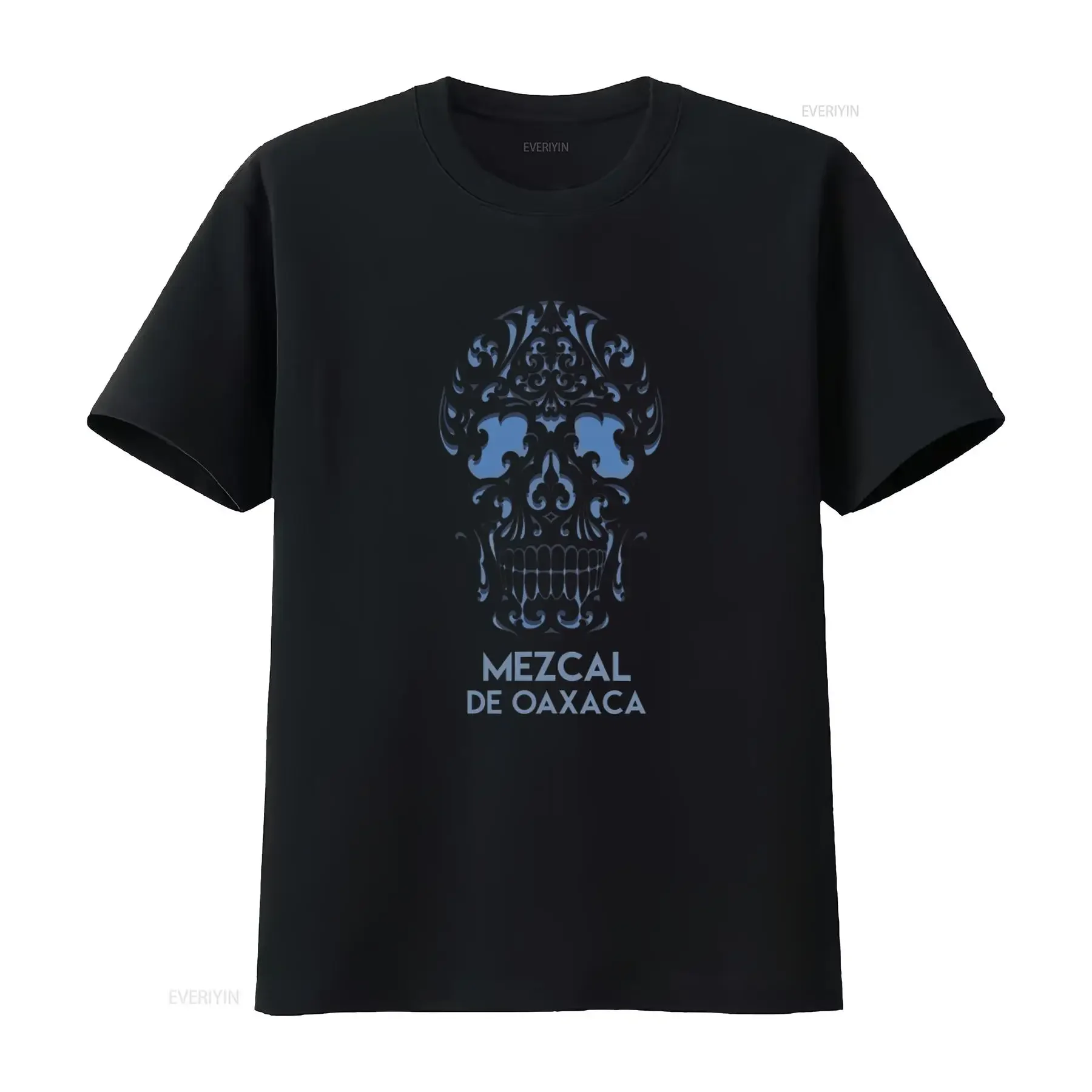 Camiseta de mezcal de Oaxaca con diseño de calavera vintage para hombre M2095, estilo vintage lavado, moda urbana, versátil, suave y casual