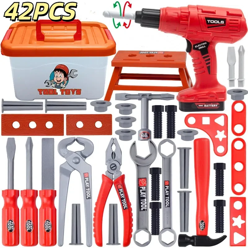 Kinderen Speelgoed Gereedschapssets Ingenieur Gesimuleerde Reparatie Gereedschap Set Elektrische Boor Schroevendraaier Speelhuis Speelgoed Kerstcadeau voor Jongens Kinderen