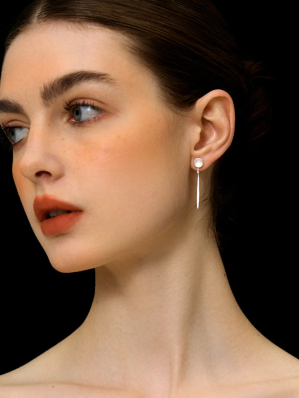 Missing You Sharp Long Elegant Pure Silver S925 Meteor Shower  Glass Pearl Fashionable Versatile Women's Earrings