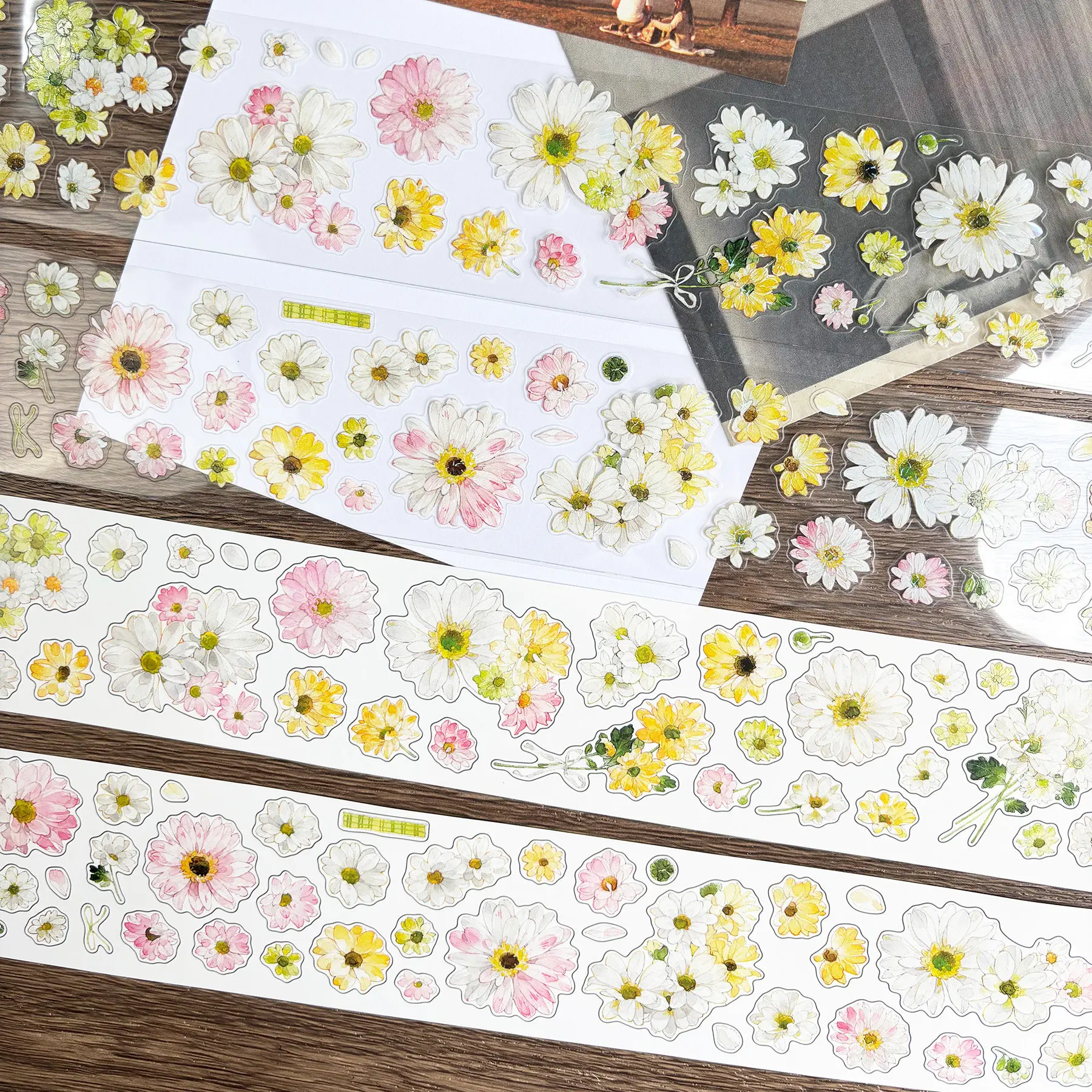 Daisy Flower Washi Tape Sticker DIY Scrapbooking Journaling Decorative PET Material Craft Supplies for Kids