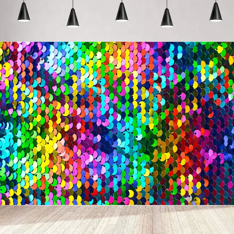 Colorful Sequins Photography Backdrop Abstract Multi-Colored Texture Bright Sequins Background Birthday Wedding Party Decor