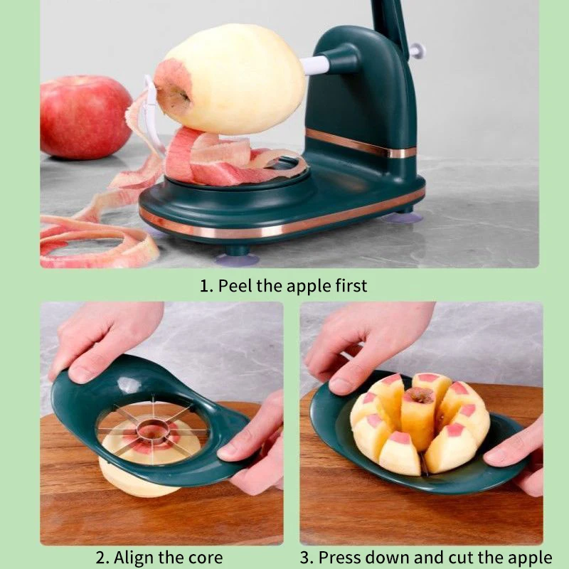 آلة تقشير الفاكهة مقشرة البطاطس الفاكهة مكرنك يدويا مقشرة المطبخ أداة تقطيع التفاح مع 1 قطاعة الفاكهة 1 مجلس و 1 شفرة