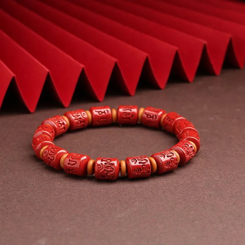 Cinnabar Six Words Mantra Female Cinnabar Bracelet Carry Ornament Men