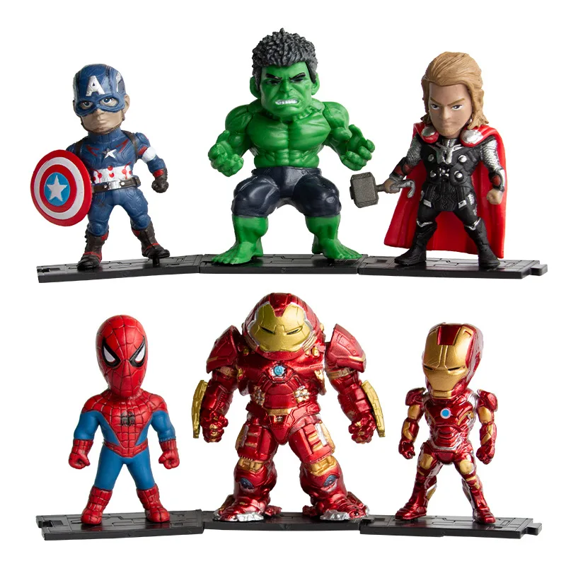 Disney-figuras de acción de Marvel para niños, Spiderman, Hulk, modelo de Anime, Iron Man, Thor, decoración de pasteles, regalo