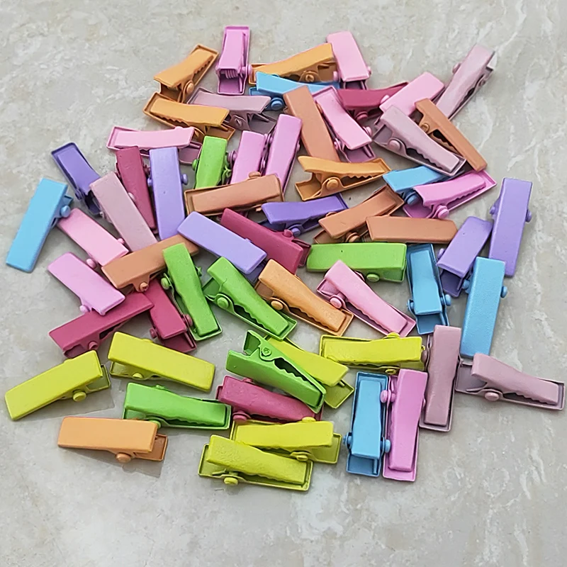 50 шт., маленький размер 2 см, заколка для волос «сделай сам», ювелирный аксессуар, цвет макарон, аксессуары для волос для маленьких детей, декор, зажимы из кожи аллигатора