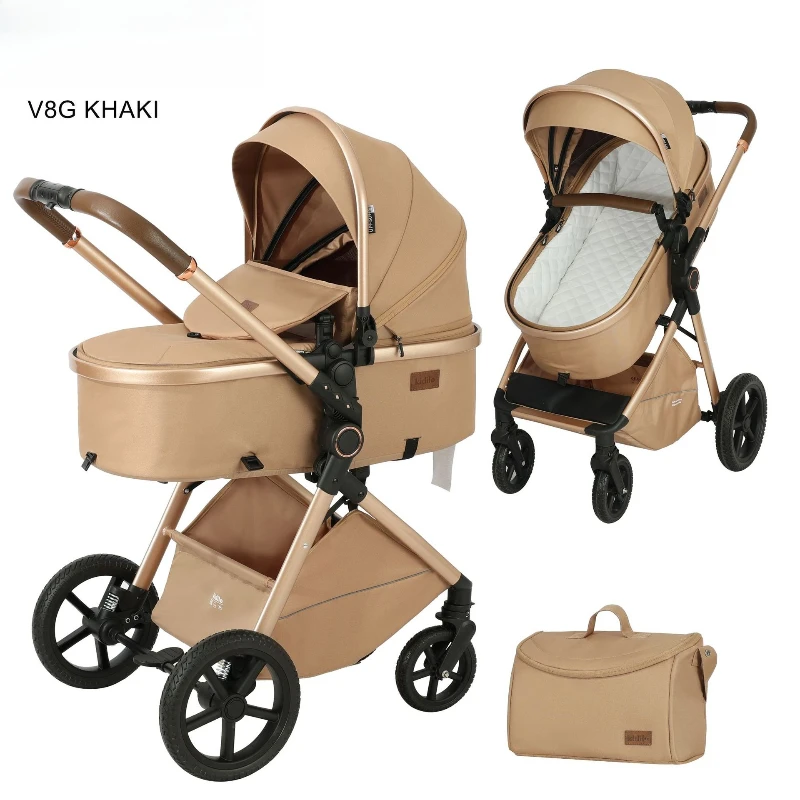 2025 Новая двухсторонняя детская коляска 2-в-1, складная, сидячая и сидячая для прогулок, в комплект входит сумка для пеленания