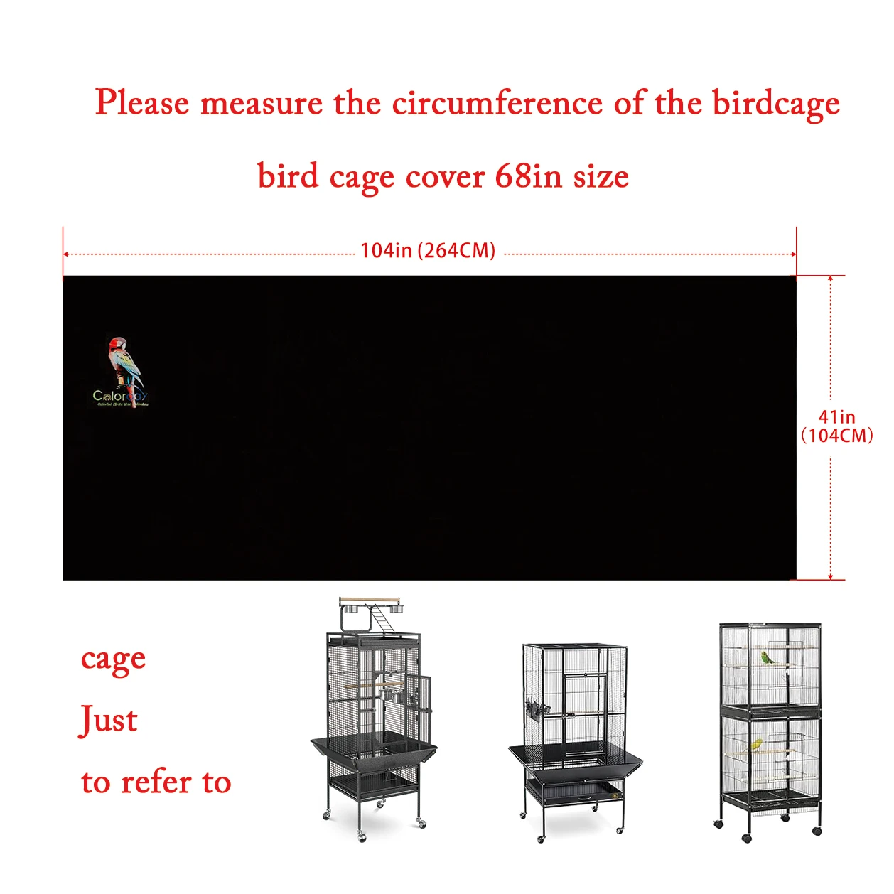 Black Bird Cage Shading Cover, Large Universal, Blackout, Breathable Parrot Cage, Good Night Covers