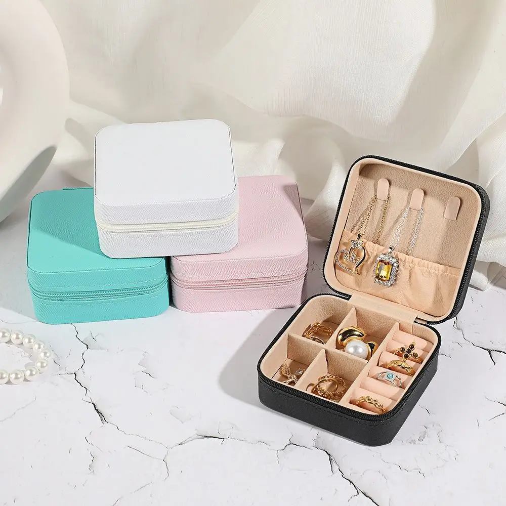 

Necklace Ring Velvet Jewelry Box Display Packaging Box Zipper Jewelry Storage Case Square Portable Earrings Organizer Holder