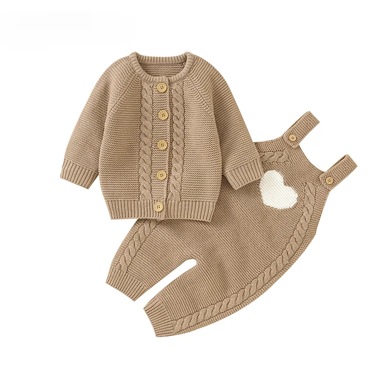 Winter Casual Long Sleeves Sweaters Jackets+Rompers Outfits Sets for Newborn Infant Kids Boys Girls Costumes Autumn Baby Clothes