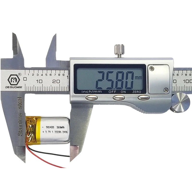 Hot Selling Rechargeable Li Ion Battery 3.7V 901430 360mAh Li Polymer Battery Square Lithium Iron Battery 901538 902025 902030