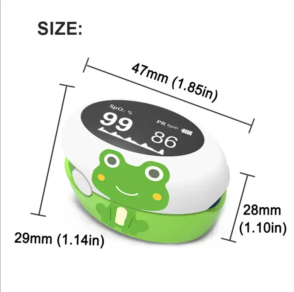 Cute little frog style blood oxygen concentration detector for babies and children Mini BM20 finger pulse oximeter