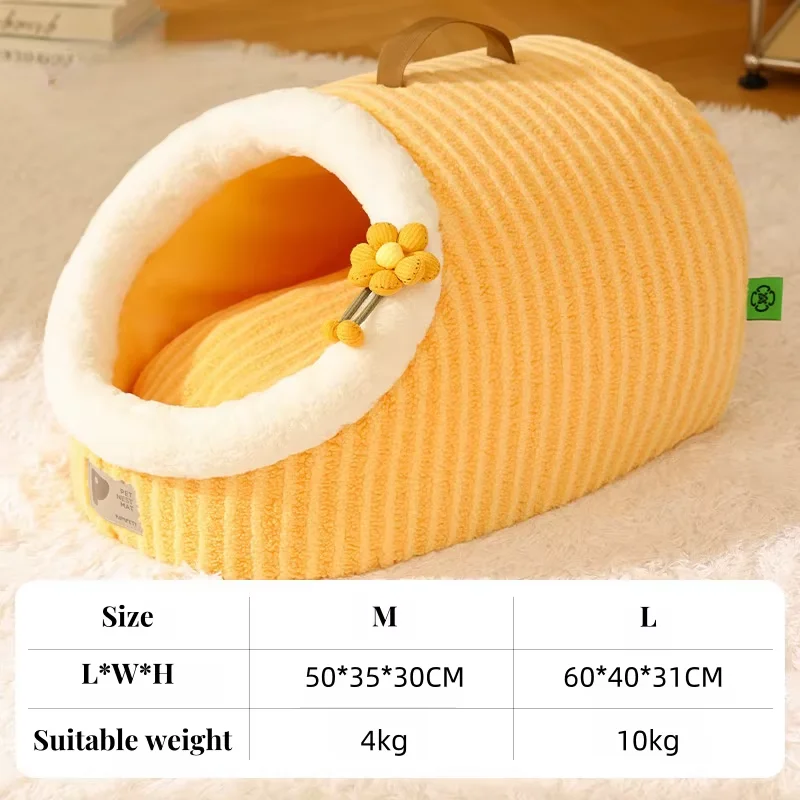 Warm Thickened Plush Cat Nest, Comfortable Deep Sleep Pet House, Semi Enclosed Portable Kennel for Small and Medium Cat, Pet Sup