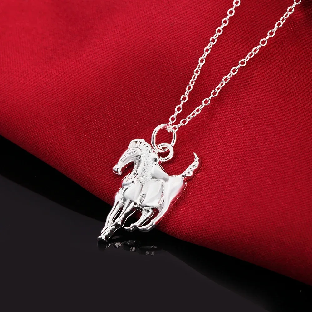 Fashion Brand 925 Sterling Silver Necklace For Women Luxury Wedding Jewelry Elegant Horse Pendants Chain Neckalce