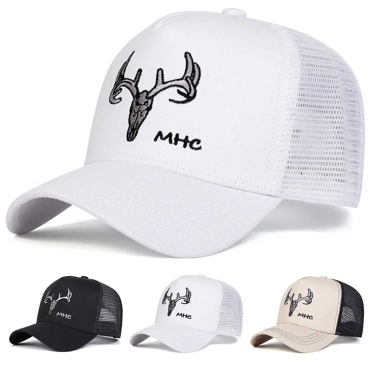 Unisex Antler MHC Embroidery Baseball Net Caps Outdoor Adjus