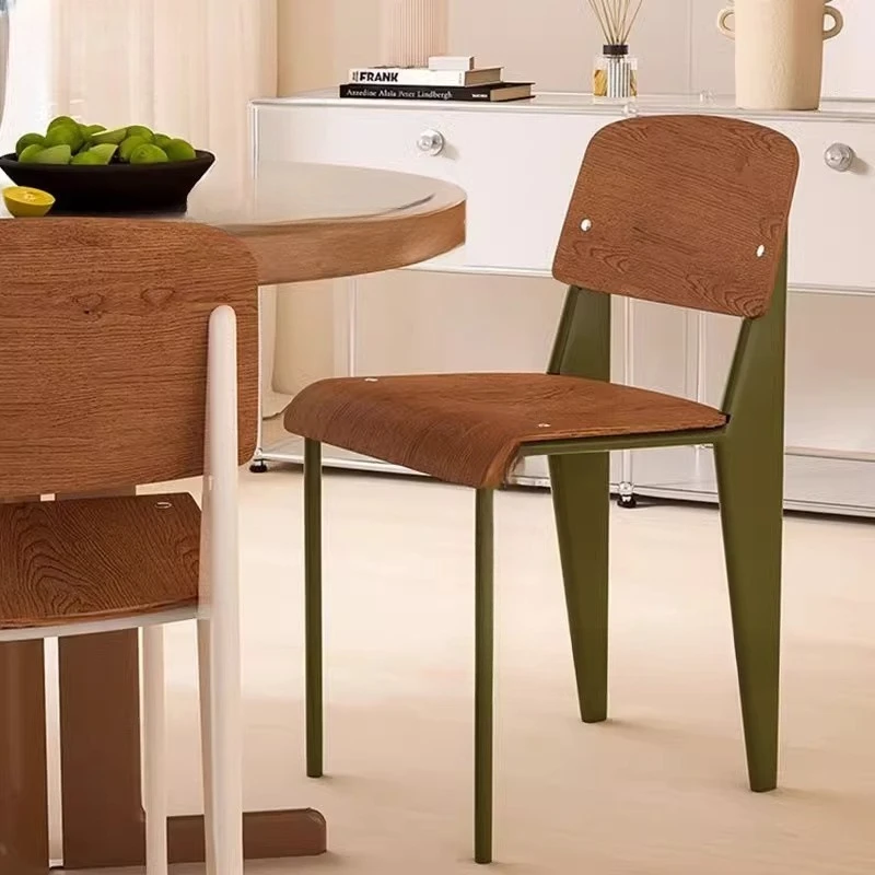 

Retro solid wood chair Nordic designer dining chair Cream dining table Small apartment home restaurant backrest Standard