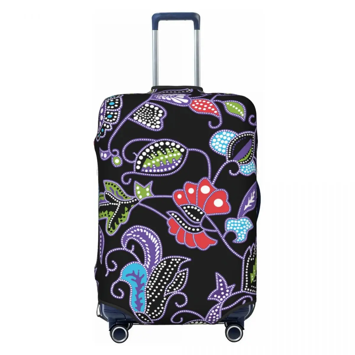 

Custom Sarong Kebaya Batik Black Luggage Cover Protector Fashion Travel Suitcase Protective Cover for 18-32 Inch