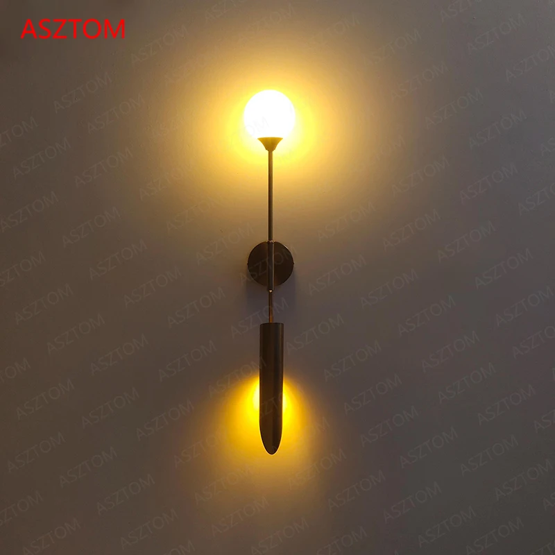 Gold tube glass ball Wall Lamps Living Room Stairs Bedside wall sconce Bathroom LED Mirror Light Home Decor Indoor Light Fixture